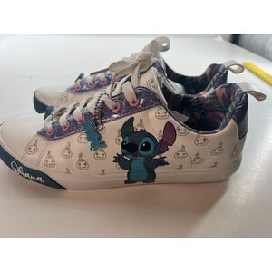 Disney Lilo & Stitch Women's Sneakers Size 11 White Low Top Fashion Shoe Lace Up